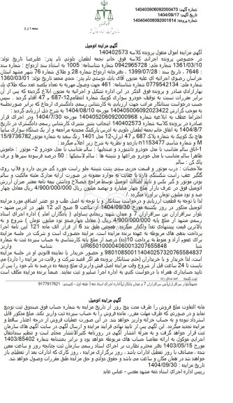 مزایده یک دستگاه سواری سایپا هاچ بک کوییک