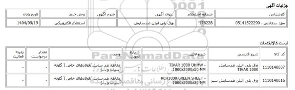 استعلام الکترونیکی، ورق پلی اتیلن ضدسایش