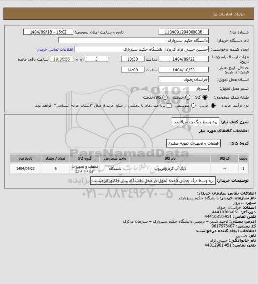 استعلام پره وسط دیگ چدنی6عدد