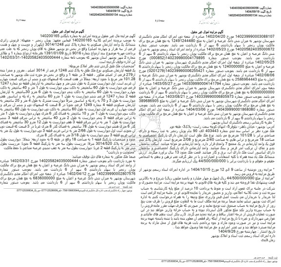 مزایده فروش ششدانگ یک واحد آپارتمان مسکونی