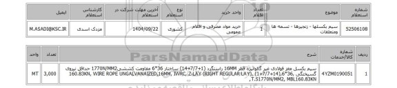 استعلام سیم بکسلها - زنجیرها - تسمه ها ومتعلقات