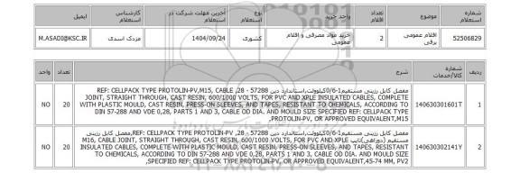 استعلام اقلام عمومی برقی
