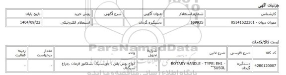استعلام الکترونیکی، دستگیره گردان