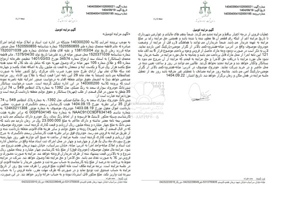 مزایده شش دانگ خودروی سواری سمند به رنگ متالیک مشکی مدل 1392