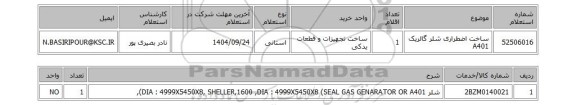استعلام ساخت اضطراری شلر گالریک A401
