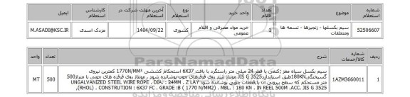 استعلام سیم بکسلها - زنجیرها - تسمه ها ومتعلقات