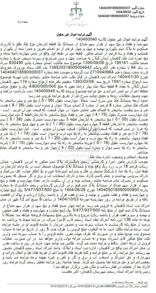 مزایده ششدانگ ملک