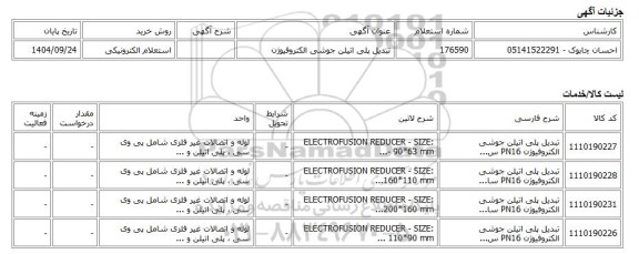 استعلام الکترونیکی، تبدیل پلی اتیلن جوشی الکتروفیوژن