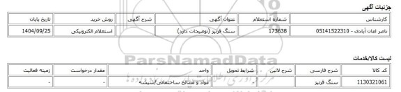 استعلام الکترونیکی، سنگ قرنیز (توضیحات دارد)