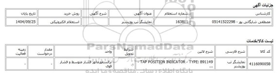 استعلام الکترونیکی، نمایشگر تب پوزیشنر