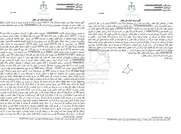 مزایده ملک با کاربری مسکونی