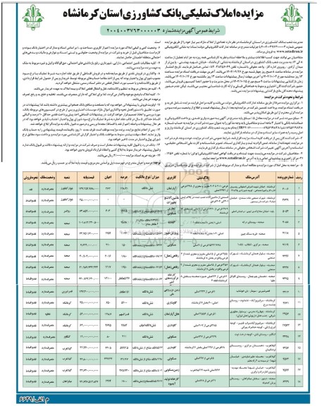 مزایده املاک و ماشین آلات