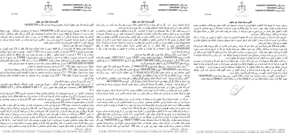 مزایده ششدانگ یک قطعه زمین با بنای احداثی