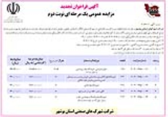 تجدید مزایده اجاره تعدادی قطعه زمین  جهت ایجاد واحد خدماتی -صنایع کوچک بدون آلایندگی/ نوبت دوم