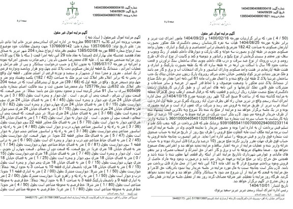 مزایده یک قطعه آپارتمان مسکونی