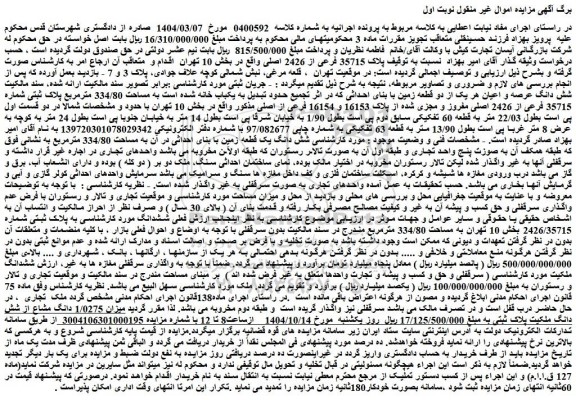 مزایده ملک پلاک 35715 فرعی از 2426 اصلی