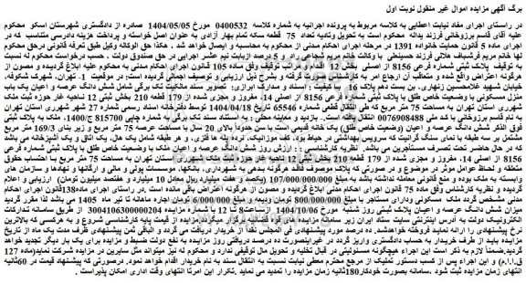 مزایده ملک پلاک ثبتی شماره فرعی 8156 از اصلی