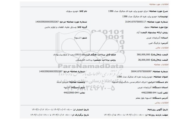 مزایده، خودرو پراید نقره ای متالیک مدل 1386
