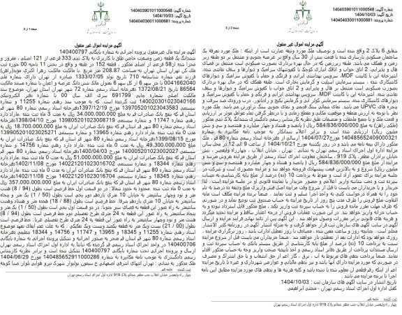 مزایده ششدانگ یک قطعه زمین