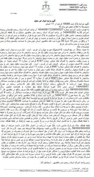 مزایده قطعه آپارتمان مسکونی