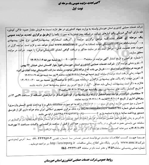 تجدید مزایده فروش مقدار حدود 350 تن کود اوره فله