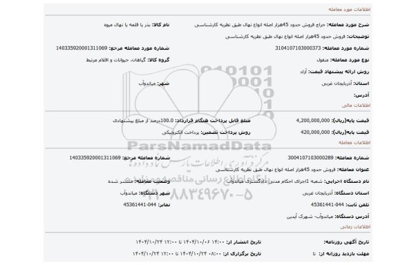 مزایده، فروش حدود  45هزار اصله انواع نهال طبق نظریه کارشناسی