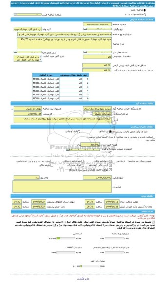 مناقصه، مناقصه عمومی همزمان با ارزیابی (یکپارچه) دو مرحله ای خرید انواع کلید اتوماتیک موتوردار قابل قطع و وصل از راه دور ( شهر ایوانکی ) مناقصه شماره 404/70