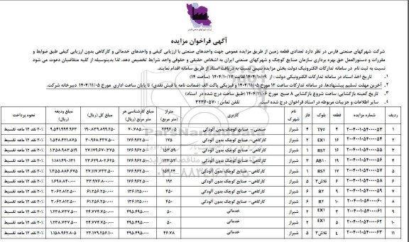 مزایده تعدادی قطعه زمین 