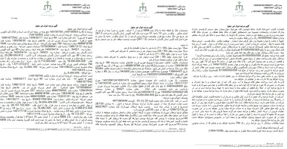 مزایده فروش یک قطعه خانه به پلاک ثبتی 5856 فرعی از 1 اصلی مفروز و مجزا شده  