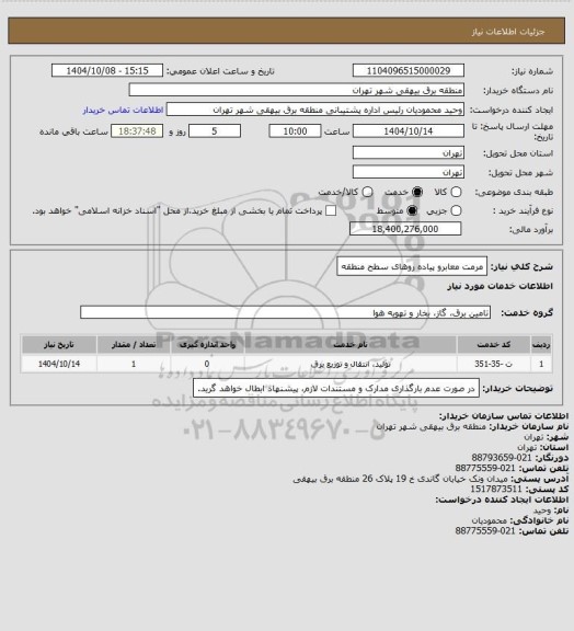 استعلام مرمت معابرو پیاده روهای سطح منطقه