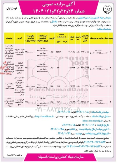 مزایده اجاره ملک 