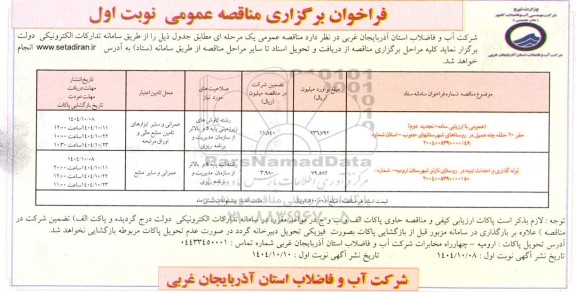 فراخوان مناقصه حفر 20 حلقه چاه عمیق ....