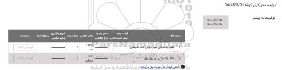 مزایده قرقره پلاستیکی سیم جوش co2  ضایعاتی...