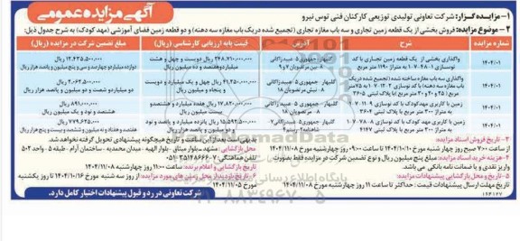 مزایده واگذاری بخشی از یک قطعه زمین تجاری...