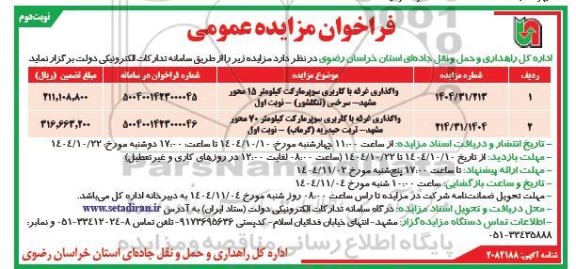 مزایده واگذاری غرفه با کاربری سوپرمارکت... / نوبت دوم