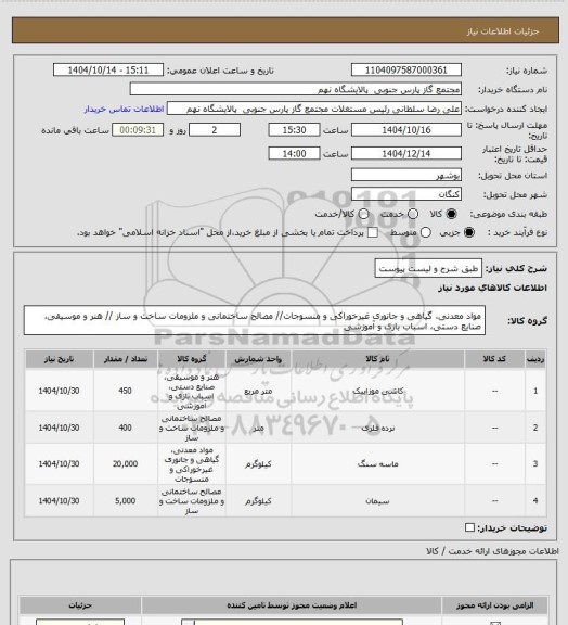 استعلام طبق شرح و لیست پیوست