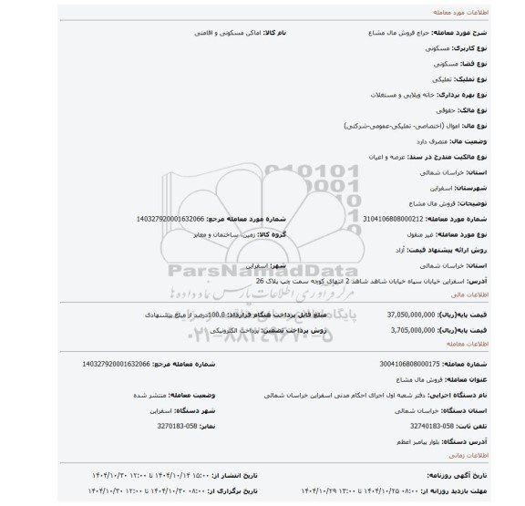 مزایده، فروش مال مشاع