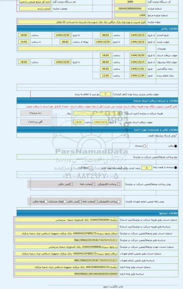 مزایده ، طرح مدیریت و بهره وری پارک جنگلی چک چک شهرستان پارسیان به مساحت 23 هکتار