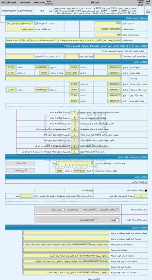 مزایده ، باطری لیتیومی - محل نگهداری : انبار جدید ایرتویا - هزینه های مربوطه شامل :کلیه هزینه های استریپ و بارگیری و کارگری بعد