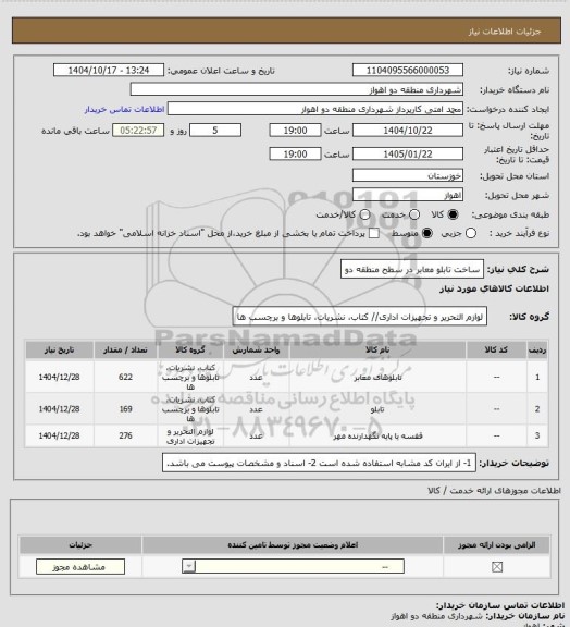 استعلام ساخت تابلو معابر در سطح منطقه دو