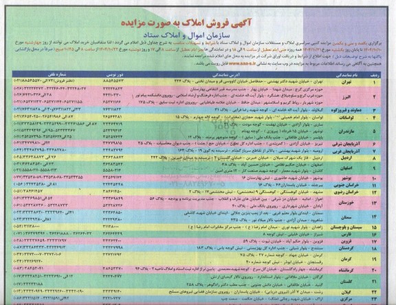مزایده فروش املاک و مستغلات