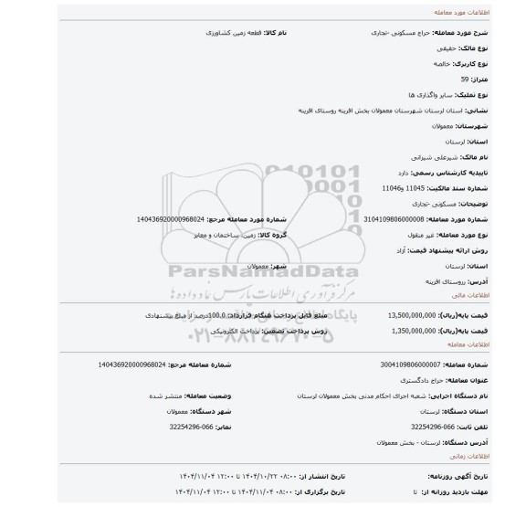 مزایده، مسکونی -تجاری