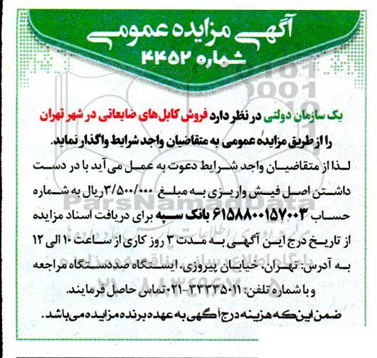 مزایده فروش کابل های ضایعاتی