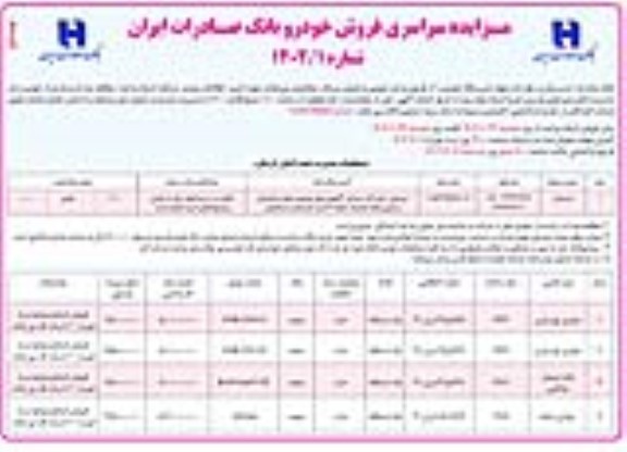 مزایده سراسری فروش خودرو مازاد