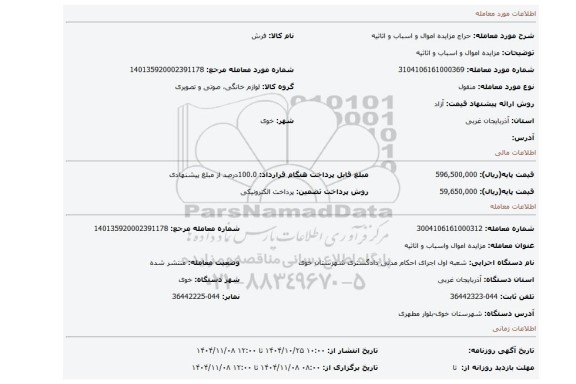 مزایده، مزایده اموال و اسباب و اثاثیه