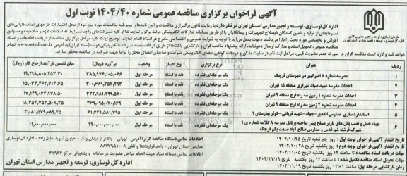 مناقصه مدرسه شماره 7 امیرکبیر.....
