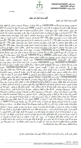 مزایده دو دانگ مشاع از ششدانگ عرصه و اعیان یک قطعه خانه به مساحت 201.4 متر مربع 