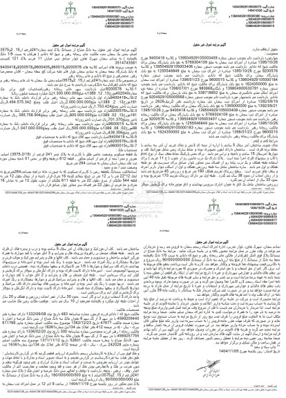 مزایده فروش یک قطعه مسکونی وضعیت خاص طلق با کاربری به پلاک ثبتی 241 فرعی از 3575.2.15 اصلی 