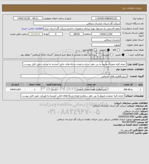 استعلام انجام کلیه عملیات مربوط به بی خطر سازی و امحاء بشکه های خالی آغشته به اودرانت طبق فایل پیوست