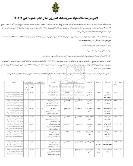 آگهی مزایده املاک مازاد